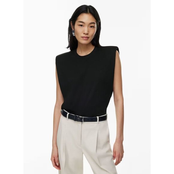 Lot of 2 Aritzia BABATON Black Grey Cotton Jersey Shoulder Pad T-Shirts, Size L - Picture 9 of 14